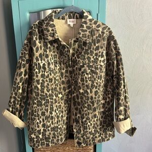 Boutique cheetah print denim jacket